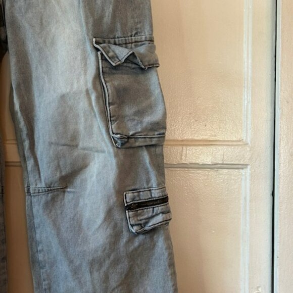 One Teaspoon Jeans Carpenter Utility Cargo Pants Women's 29 Baggy Wide Leg - Picture 9 of 11